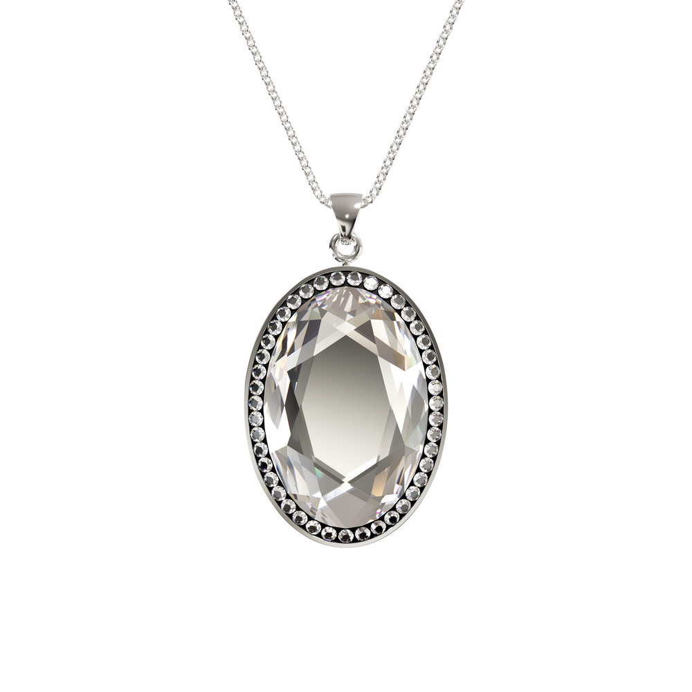 Larentia Oval Sterling Silver Pendant Necklace