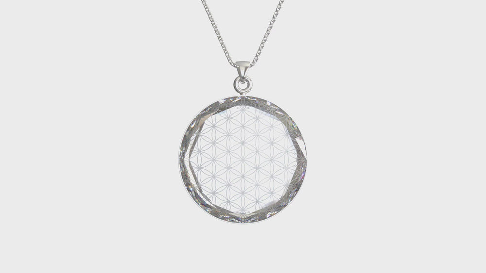 
                  
                    Load and play video in Gallery viewer, Larentia Flower of Life Round Sterling Silver Pendant Necklace
                  
                