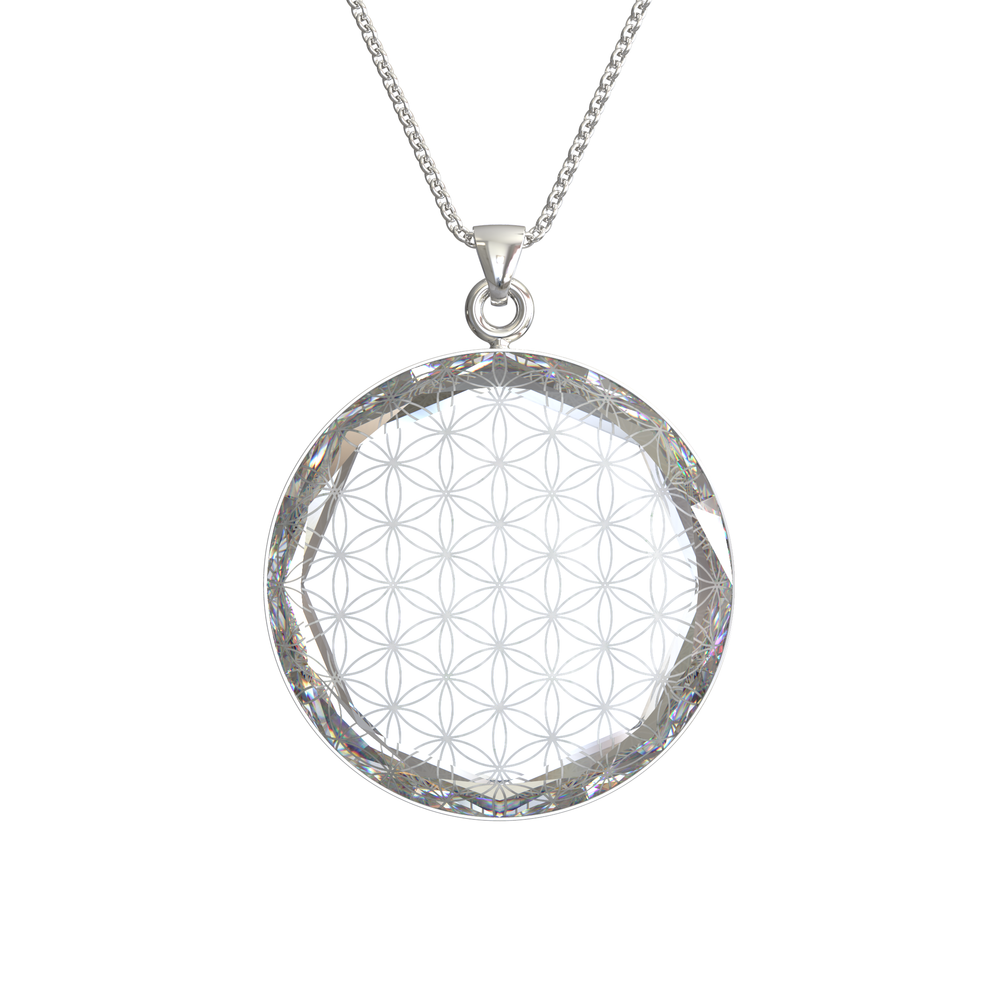 Larentia Flower of Life Round Sterling Silver Pendant Necklace