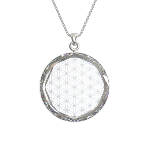 
                  
                    Load image into Gallery viewer, Larentia Flower of Life Round Sterling Silver Pendant Necklace
                  
                